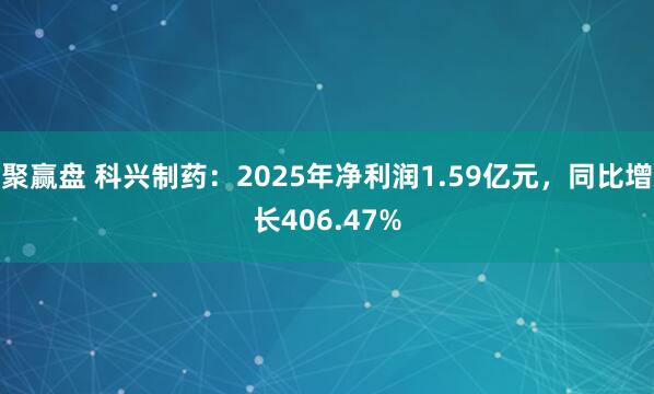 聚赢盘 科兴制药：2025年净利润1.59亿元，同比增长406.47%